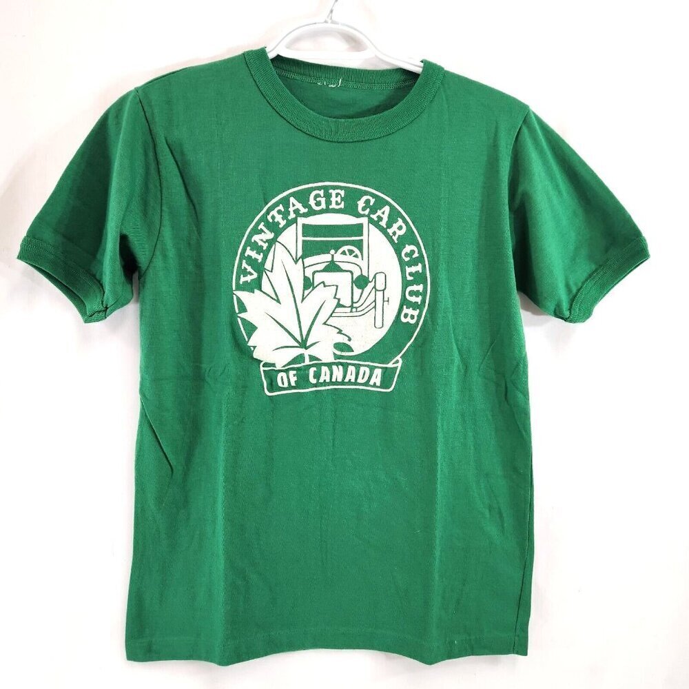 Vintage Car Club of Canada Womens T-Shirt Vintage Green White Logo Vtg